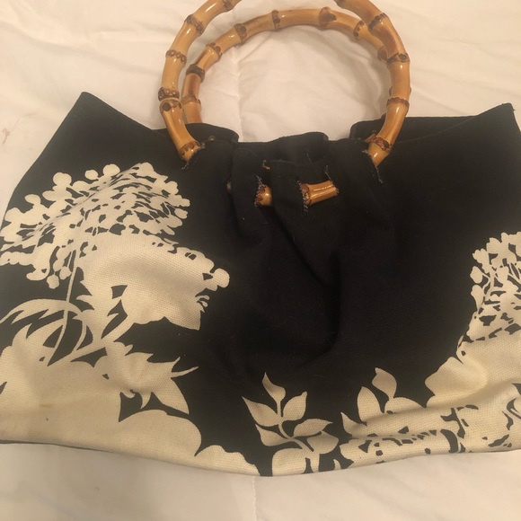 Banana Republic Black and white bamboo handle bag - Picture 2 of 3